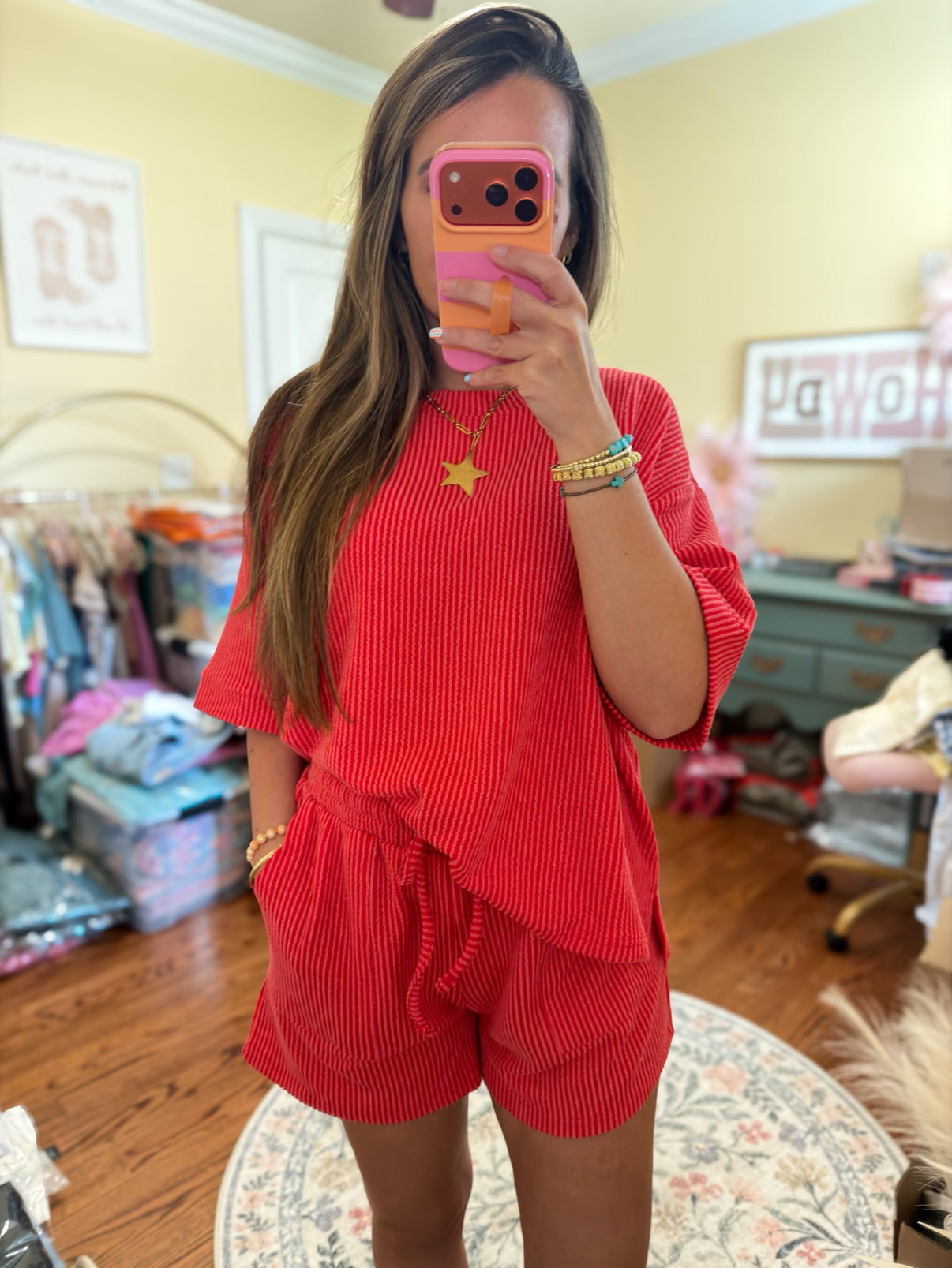 Red Hot Ribbed Set